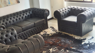 SET  Chesterfield en Cuero ¨Sofá 3 Plazas+ 2 Plazas y Poltrona¨