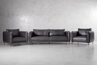 SET Aldano en Cuero ¨Sofá 3 Plazas + 2 Poltronas¨