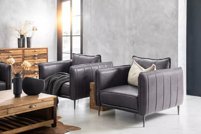 SET Aldano en Cuero ¨Sofá 3 Plazas + 2 Poltronas¨