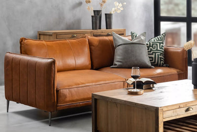 SET Aldano en Cuero ¨Sofá 3 Plazas + 2 Poltronas¨